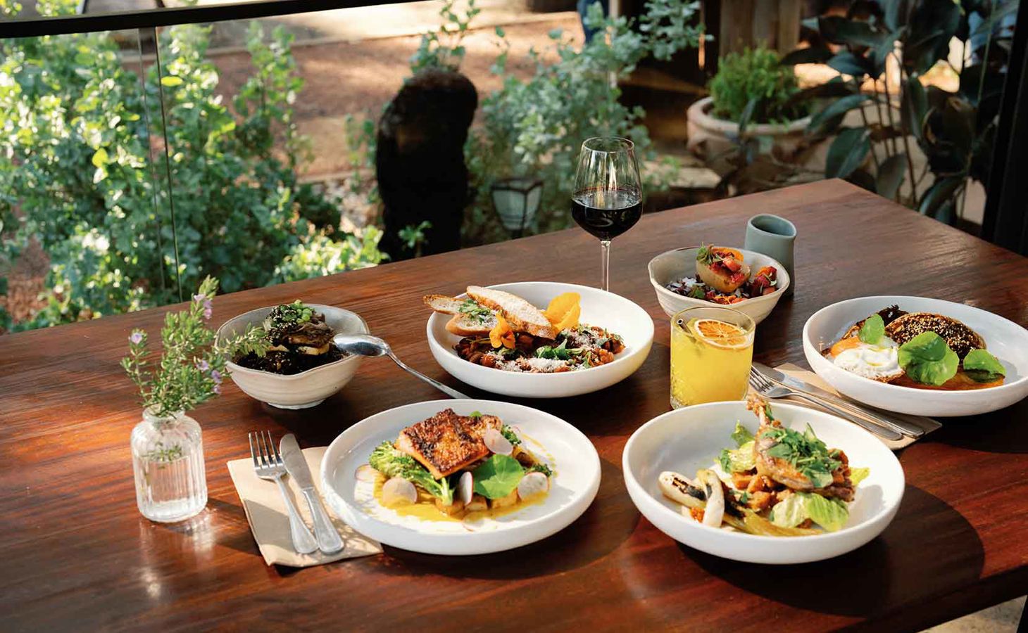 Table of food and drinks